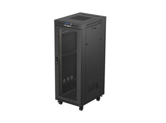 RACKMONTERAT INSTALLATIONSSKÅP 19" 32U 600X800 SVART LCD PERFORERAD DÖRR LANBERG (FLAT PACK)