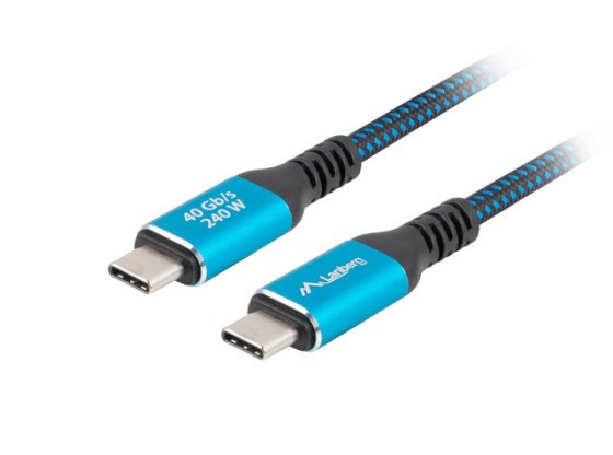 KABEL USB-C M/M USB4 0,5M 240W 8K 60HZ SVART-BLÅ LANBERG