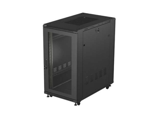INSTALLATIONSRACK 19" 22U 600X1000 SVART PERFORERAD DÖRR LANBERG (FLAT PACK)