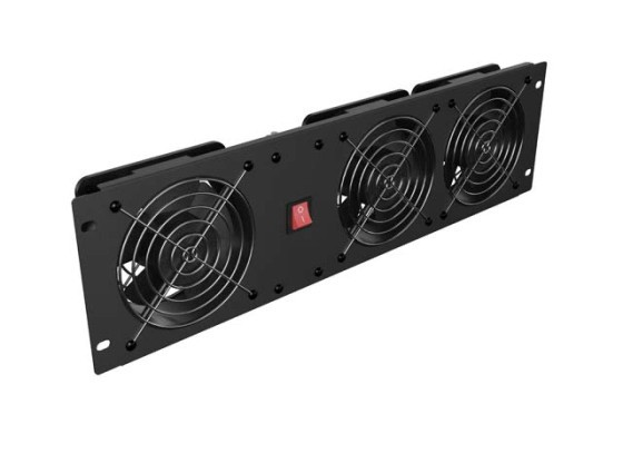 VERTIKAL VENTILATIONSPANEL 19" 3U FÖR RACK TRE FLÄKTAR 230V SVART LANBERG