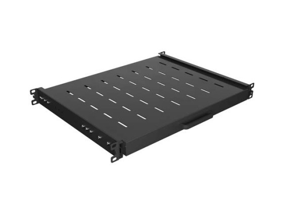 UTDRAGBAR HYLLA FÖR 19" RACK 350MM SVART LANBERG (1U/445X350MM LASTKAPACITET UPP TILL 35KG, 4-PUNKTSMONTERING)