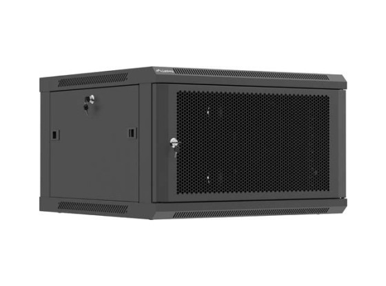 INSTALLATIONSRACK 19" 6U 600X600 SVART PERFORERAD DÖRR LANBERG (FLAT PACK)