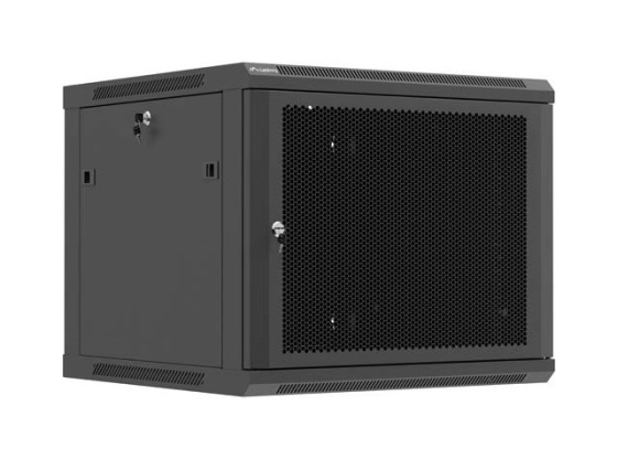 INSTALLATIONSRACK 19" 9U 600X600 SVART PERFORERAD DÖRR LANBERG (FLAT PACK)