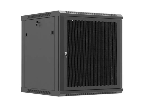 INSTALLATIONSRACK 19" 12U 600X600 SVART PERFORERAD DÖRR LANBERG (FLAT PACK)