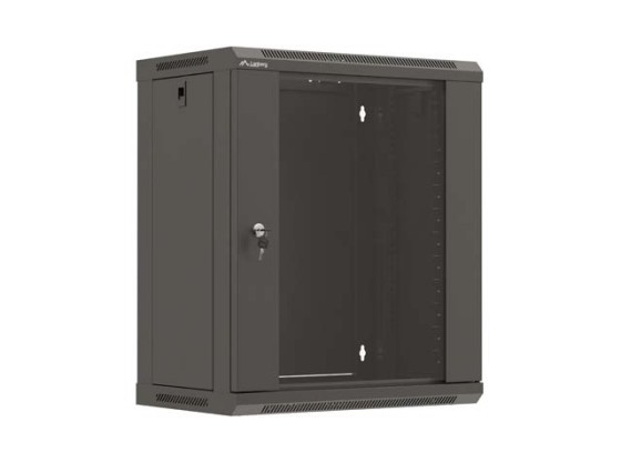 INSTALLATIONSRACK 19" 12U 540X350 SVART GLASDÖRR LANBERG (FLAT PACK)