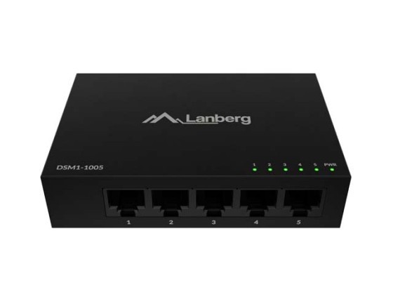 LANBERG SWITCH DSM1-1005 5X 1GB/S OSTYRD GIGABIT ETHERNET DESKTOP 12V(METALLKAPSLING)