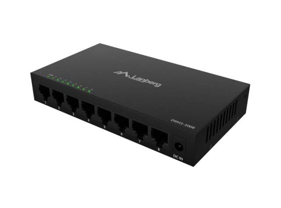 LANBERG SWITCH DSM1-1008 8X 1GB/S UNMANAGED GIGABIT ETHERNET DESKTOP 12V (METALLKAPSLING)