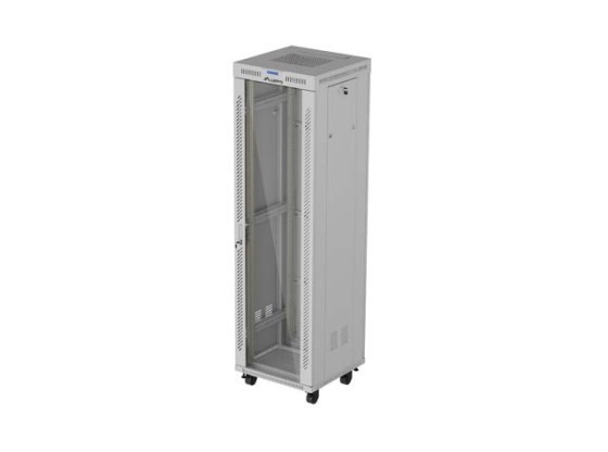 INSTALLATIONSSKÅP RACK 19" 42U 600X600 GRÅ GLASDÖRR LCD LANBERG (FLAT PACK) V2
