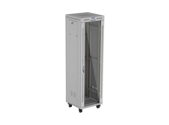 INSTALLATIONSSKÅP RACK 19" 42U 600X600 GRÅ GLASDÖRR LCD LANBERG (FLAT PACK) V2
