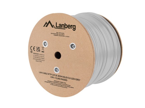 LAN-KABEL CAT.5E SFTP 305M SOLID CU LSZH GRÅ CPR + FLUKE GODKÄND LANBERG