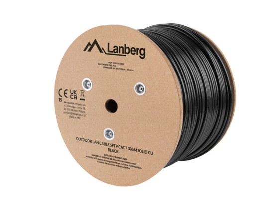 LAN-KABEL CAT.7 SFTP 305M SOLID UTOMHUS CU SVART FLUKE PASSERADE LANBERG