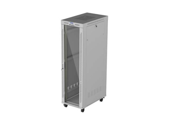 RACKSKÅP 19" FRISTÅENDE 42U/600X1000 (PLATTPAKET) MED GLASDÖRR LCD GRÅ LANBERG