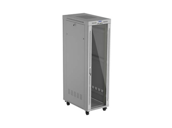 RACKSKÅP 19" FRISTÅENDE 42U/600X1000 (PLATTPAKET) MED GLASDÖRR LCD GRÅ LANBERG