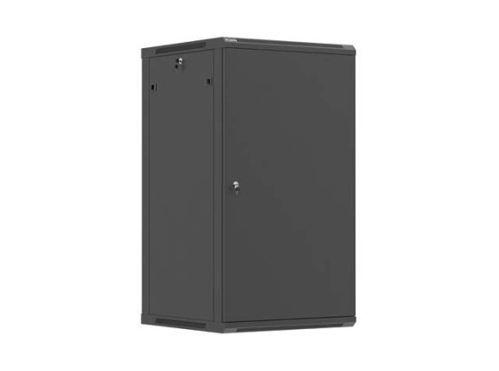19-tums rackskåp för väggmontering, 22U/600×600 (plattpaket) med metallucka, svart, LANBERG