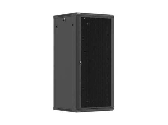 19-tums rackskåp för väggmontering, 27U/600×600 (plattpaket) med perforerad dörr, svart, LANBERG