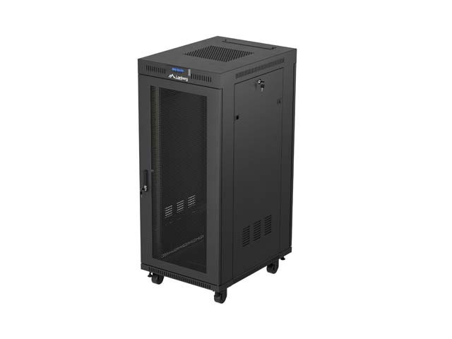 RACKSKÅP 19" FRISTÅENDE 27U/600X800 (FLAT PACK) MED NÄTDÖRR LCD SVART LANBERG V2