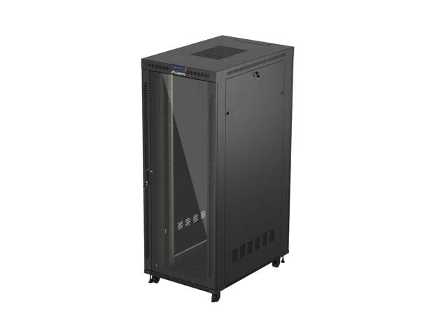 RACKSKÅP 19" FRISTÅENDE 42U/800X1200 (FLAT PACK) MED GLASDÖRR LCD SVART LANBERG V2
