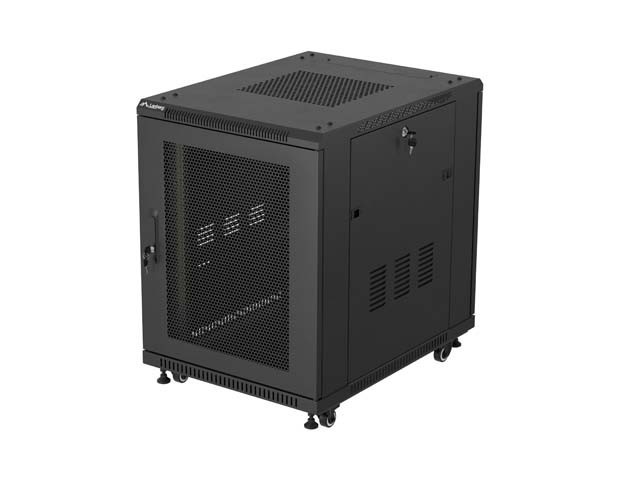 RACKSKÅP 19" FRISTÅENDE 15U/600X800 (FLAT PACK) MED NÄTDÖRR SVART LANBERG