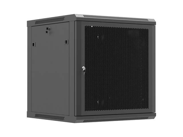 INSTALLATIONSRACK 19" 12U 600X600 SVART PERFORERAD DÖRR LANBERG (FLAT PACK)